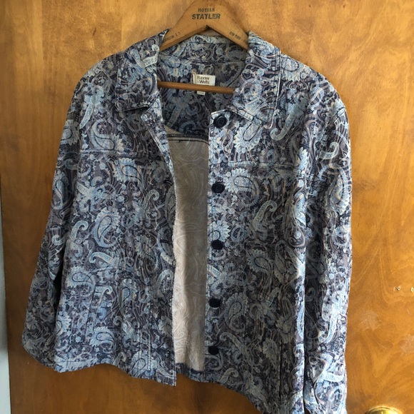 Baxter & Wells Vintage 90's Blue Floral Paisley Embroidered Jacket Boho Artsy XL - Picture 4 of 16